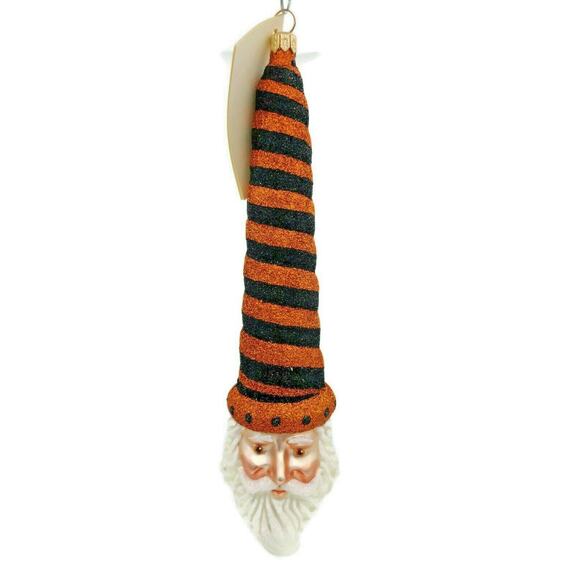 Patricia Breen Sucre Santa Halloween Black Orange Glitter Holiday Tree Ornament - Picture 1 of 3